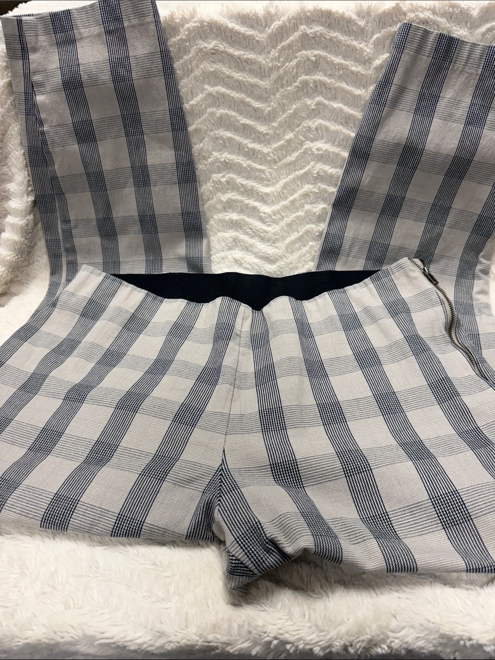 A New Day Tan Plaid Side Zip Ankle Pants | Elastic Waist Tapered Leg | Size 14